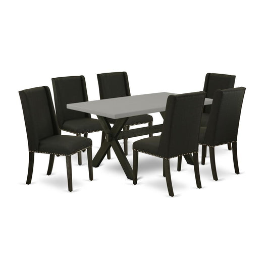 7-Piece Modern Dining Table Set - 6 Padded Parson Chair And A Wood Dining Table Solid Wood Frame By East West Furniture | Dining Sets | Modishstore