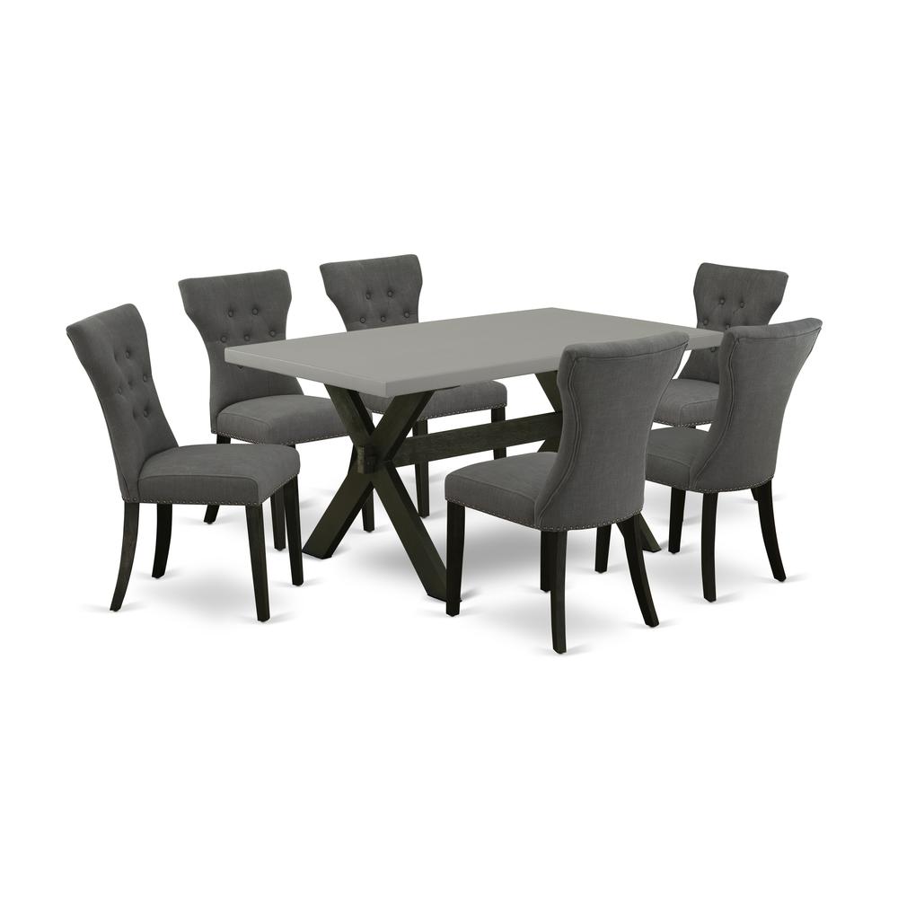 7-Piece Rectangular Dining Table Set - 6 Parson Chairs And A Rectangular Dining Table Hardwood Frame By East West Furniture | Dining Sets | Modishstore