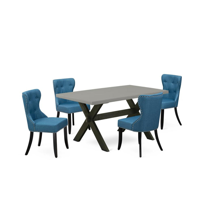 5-Pc Dinette Room Set- 4 Kitchen Parson Chairs By East West Furniture | Dining Sets | Modishstore