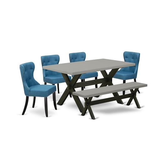 6-Piece Dining Table Set- 4 Parson Chairs By East West Furniture | Dining Sets | Modishstore