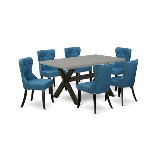 7-Piece Dining Room Set- 6 Parson Chairs By East West Furniture | Dining Sets | Modishstore