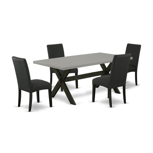5-Piece Dinette Set - 4 Parson Dining Chairs And Dining Table Solid Wood Structure By East West Furniture | Dining Sets | Modishstore