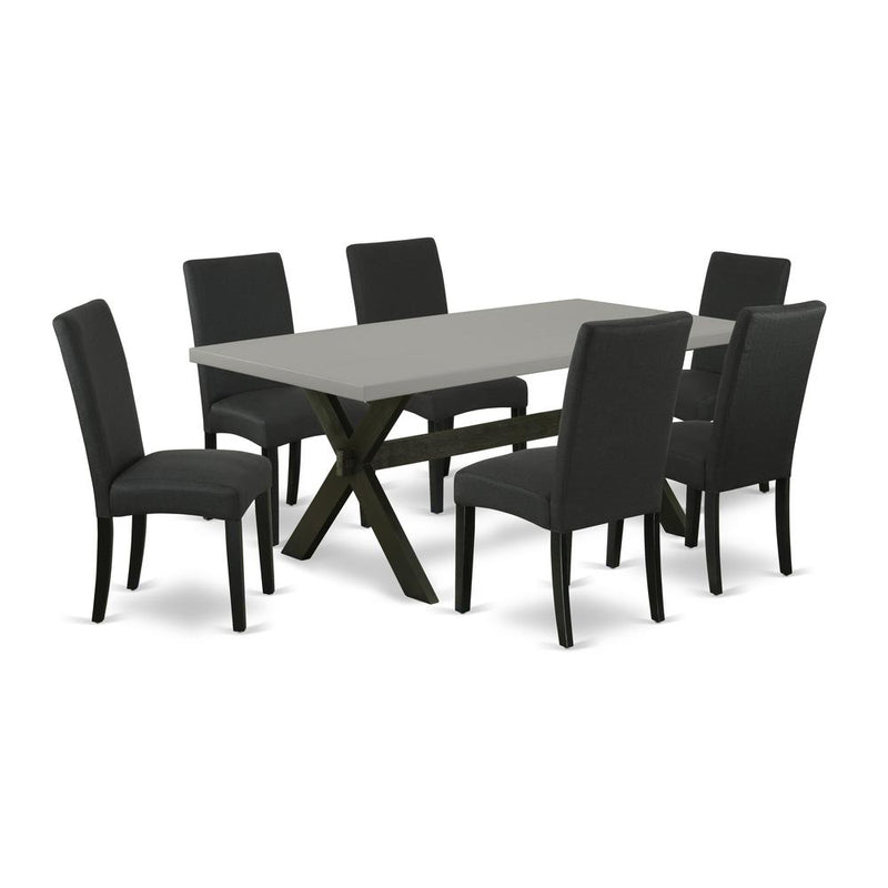 7-Piece Dining Room Table Set - 6 Parson Chairs And Table Hardwood Frame By East West Furniture | Dining Sets | Modishstore