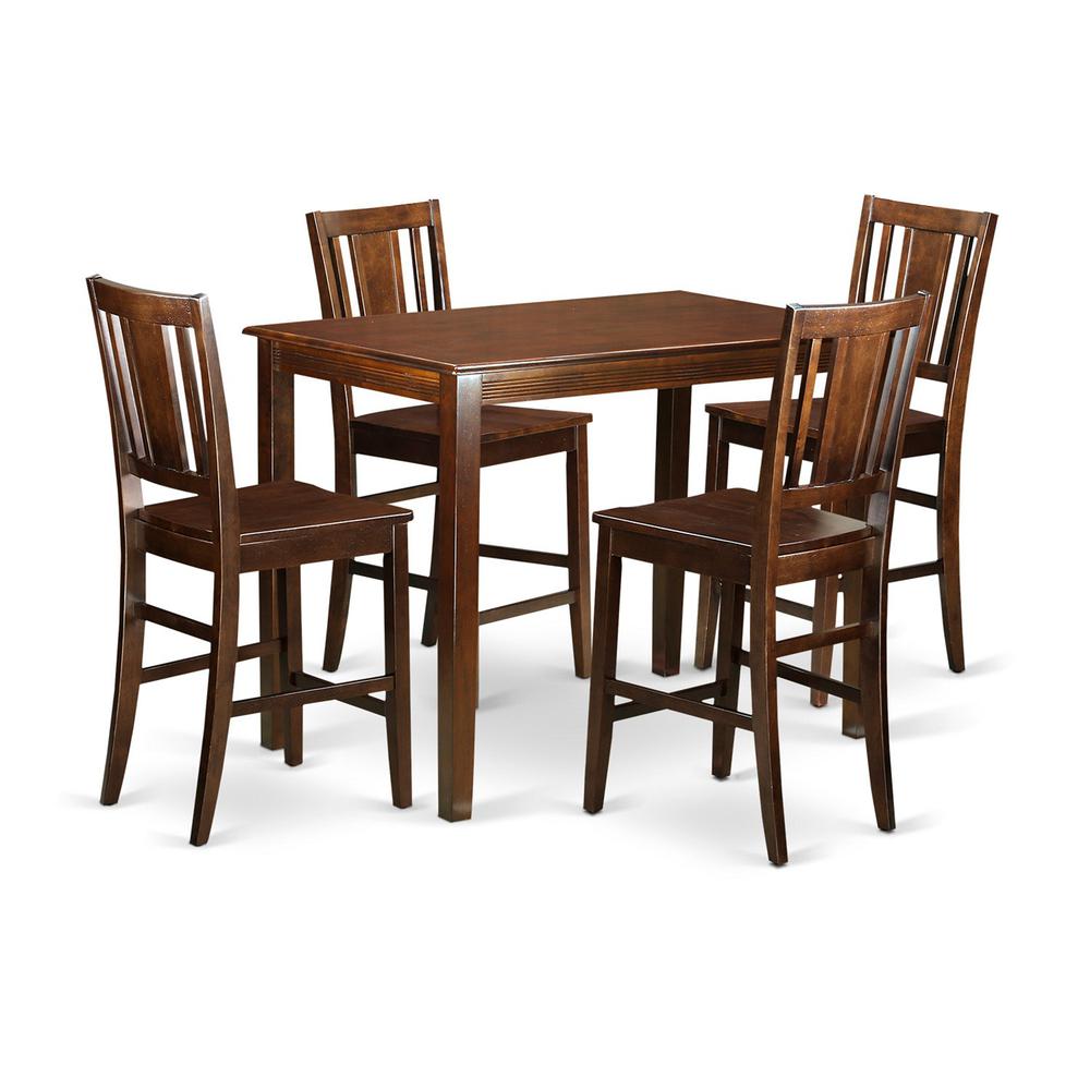 5 Pc Counter Height Pub Set - High Table And 4 Kitchen Chairs. By East West Furniture | Bar Stools & Table | Modishstore - 2