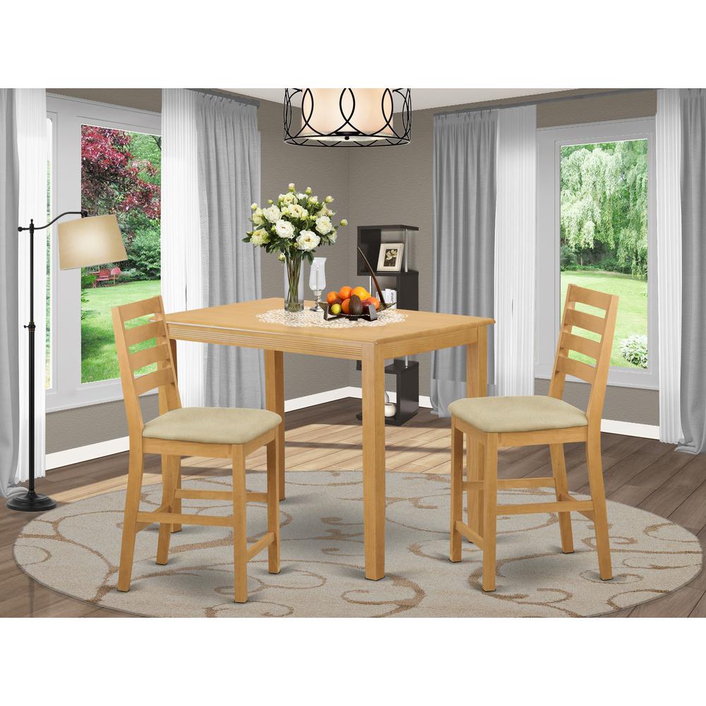 Yacf3-Oak-C 3 Pc Counter Height Set - Counter Height Table And 2 Dinette Chairs. By East West Furniture | Dining Sets | Modishstore - 2