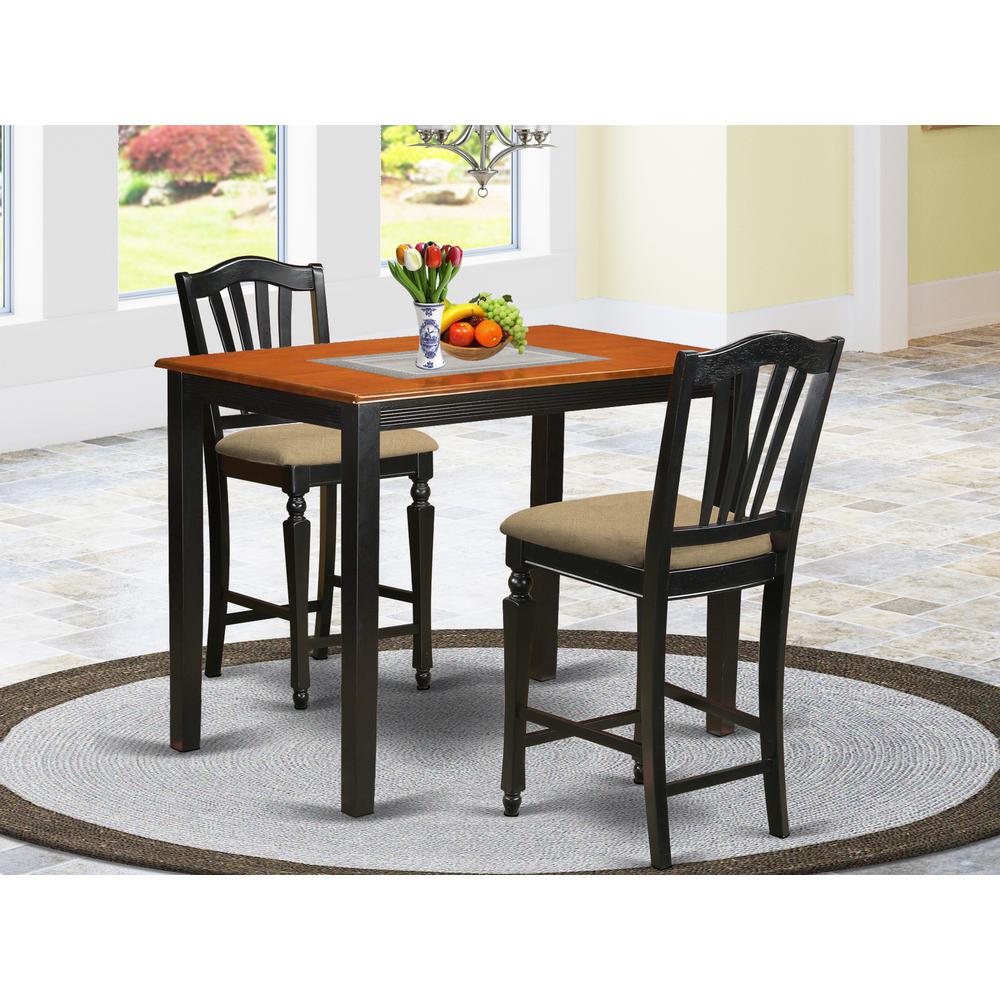 Yach3-Blk-C 3 Pc Dining Counter Height Set-Pub Table And 2 Kitchen Dining Chairs. By East West Furniture | Bar Stools & Table | Modishstore - 2