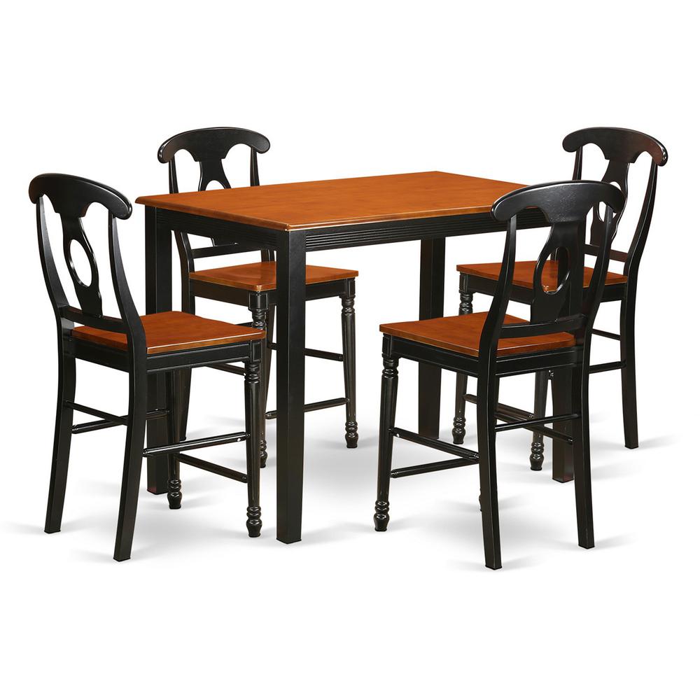5 Pc Counter Height Table And Chair Set - High Top Table And 4 Bar Stools With Backs. By East West Furniture | Bar Stools & Table | Modishstore - 2