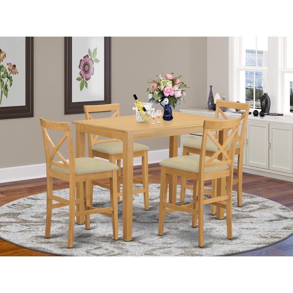 Yapb5-Oak-C 5 Pc Counter Height Dining Set - High Top Table And 4 Dining Chairs. By East West Furniture | Dining Sets | Modishstore - 2