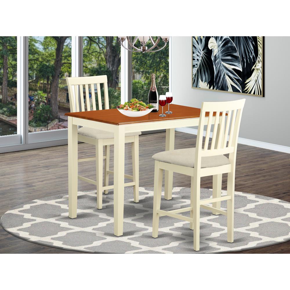 Yavn3-Whi-C 3 Pc Counter Height Dining Room Set-Pub Table And 2 Kitchen Chairs. By East West Furniture | Bar Stools & Table | Modishstore - 2