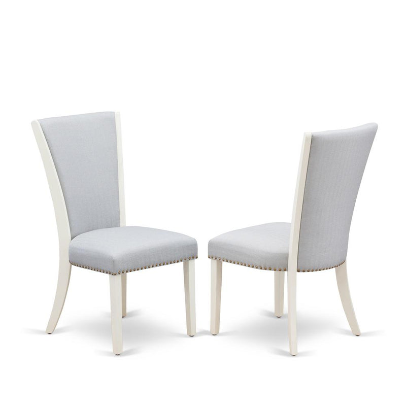 Set Of 2 - Upholstered Chair- Parson Chairs Includes Linen White Wood Frame By East West Furniture | Dining Chairs | Modishstore