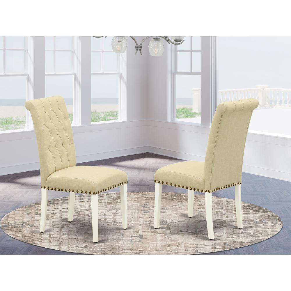 Dining Chair Linen White BRP2T02 By East West Furniture | Dining Chairs | Modishstore - 2
