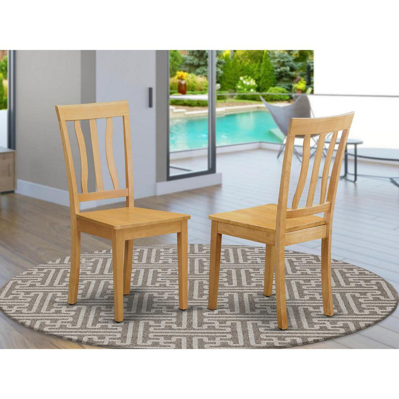 Antique Kitchen Dining Chair Wood Seat With Oak Finish, Set Of 2 By East West Furniture | Dining Chairs | Modishstore