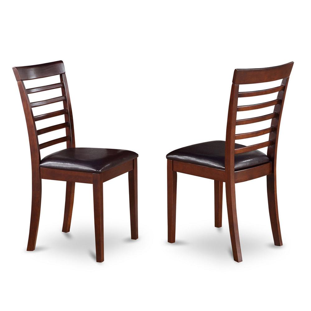 Milan Kitchen Chair With Faux Leather Seat - Mahogany Finish, Set Of 2 By East West Furniture | Dining Chairs | Modishstore - 2