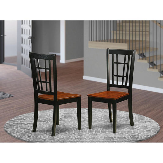 Nicoli Dining Chair With Wood Seat In Black & Cherry Finish, Set Of 2 By East West Furniture | Dining Chairs | Modishstore