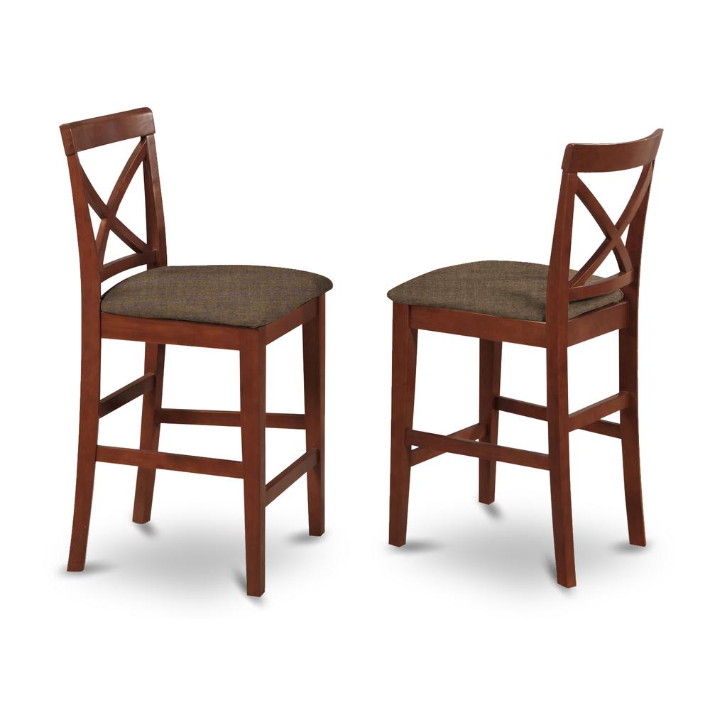 X-Back Stool With Upholstered Seat In Dark Brown Finish, Set Of 2 By East West Furniture | Dining Chairs | Modishstore