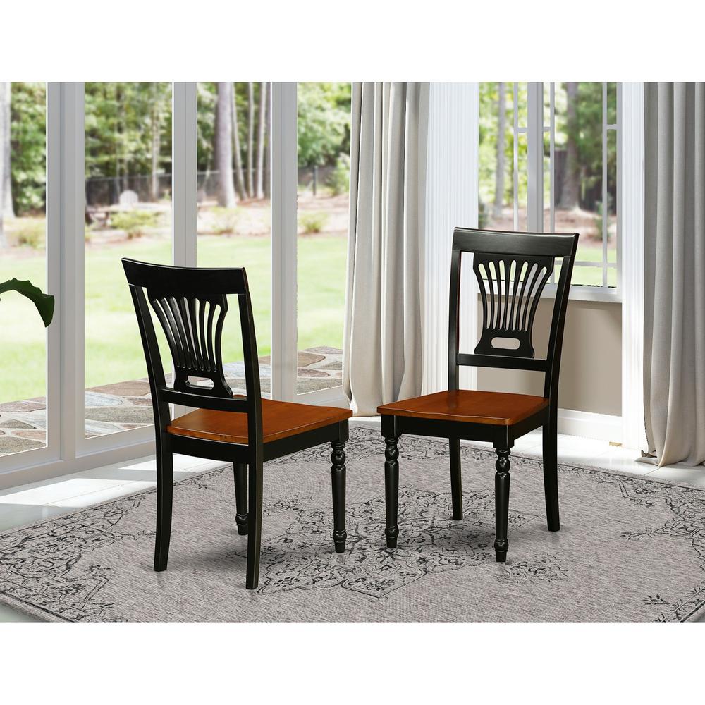 Plainville Kitchen Dining Chair With Wood Seat - Black & Cherry Finish., Set Of 2 By East West Furniture | Dining Chairs | Modishstore