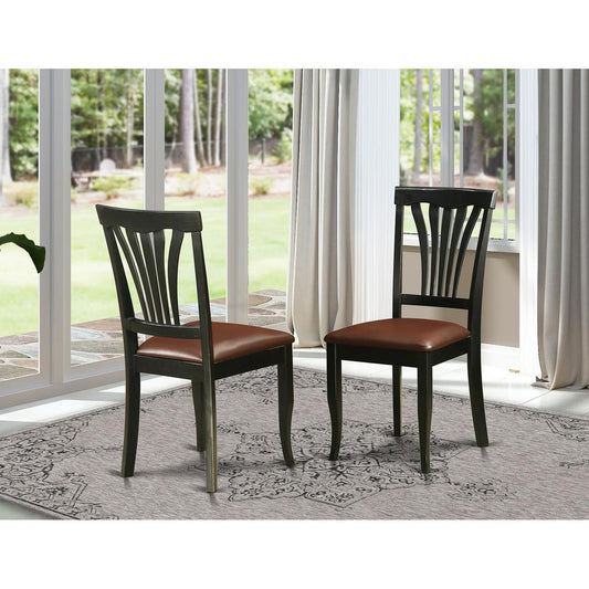 Avon Chair For Dining Room With Faux Leather Seat - Black Finish, Set Of 2 By East West Furniture | Dining Chairs | Modishstore
