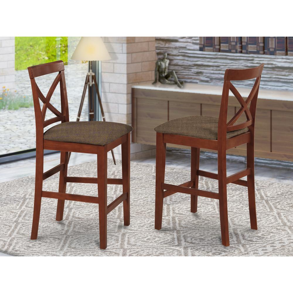 X-Back Stool With Upholstered Seat In Dark Brown Finish, Set Of 2 By East West Furniture | Dining Chairs | Modishstore - 2