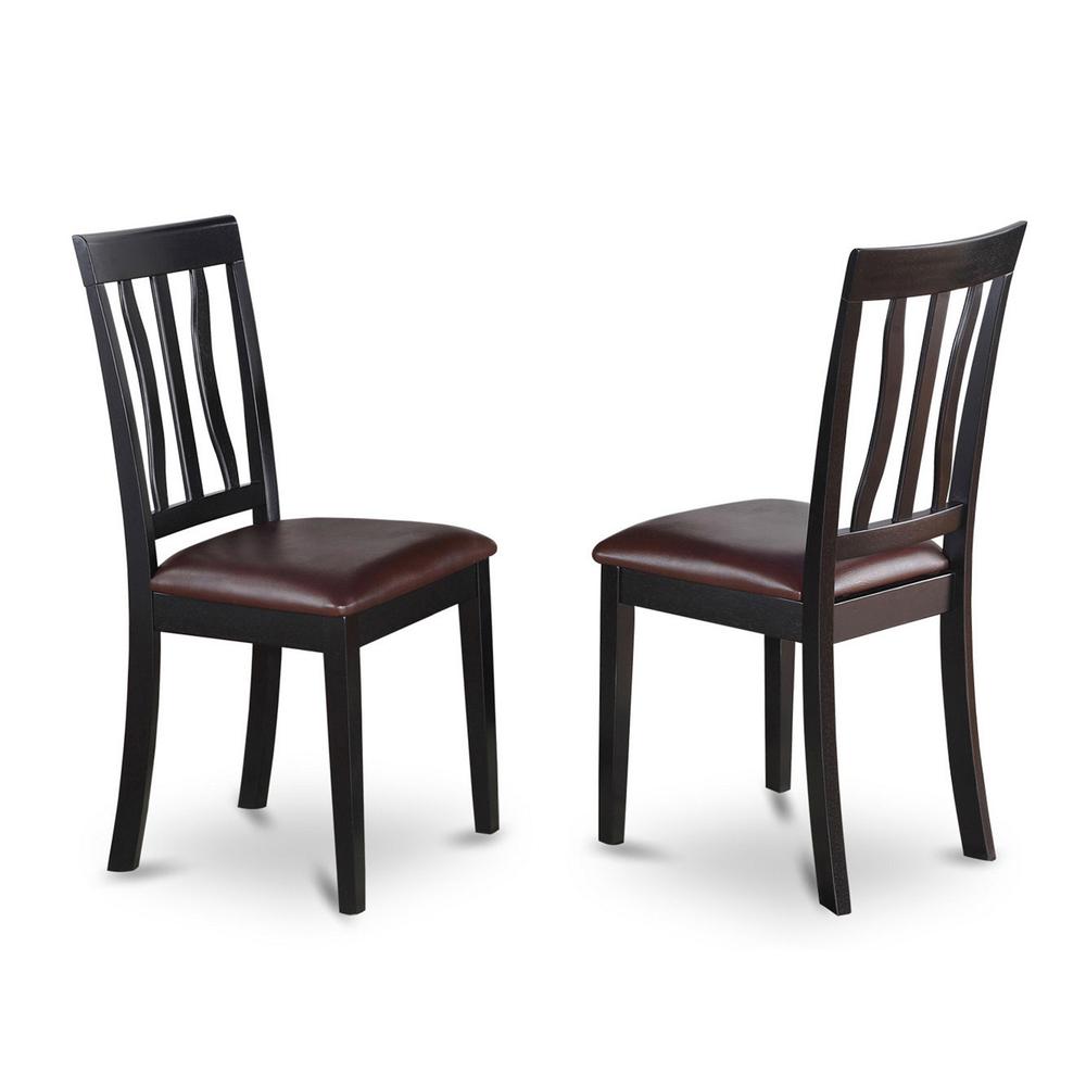 Antique Dining Chair Faux Leather Seat With Black And Cherry Finish, Set Of 2 By East West Furniture | Dining Chairs | Modishstore - 2