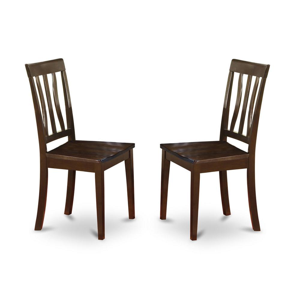 Antique Kitchen Chair Wood Seat With Cappuccino Finish, Set Of 2 By East West Furniture | Dining Chairs | Modishstore - 2