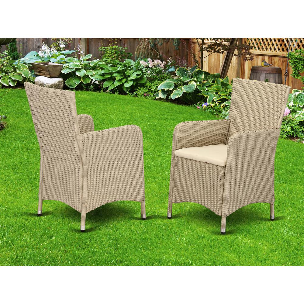 Wicker Patio Chair Cream HLUC153V By East West Furniture | Outdoor Chairs | Modishstore - 2