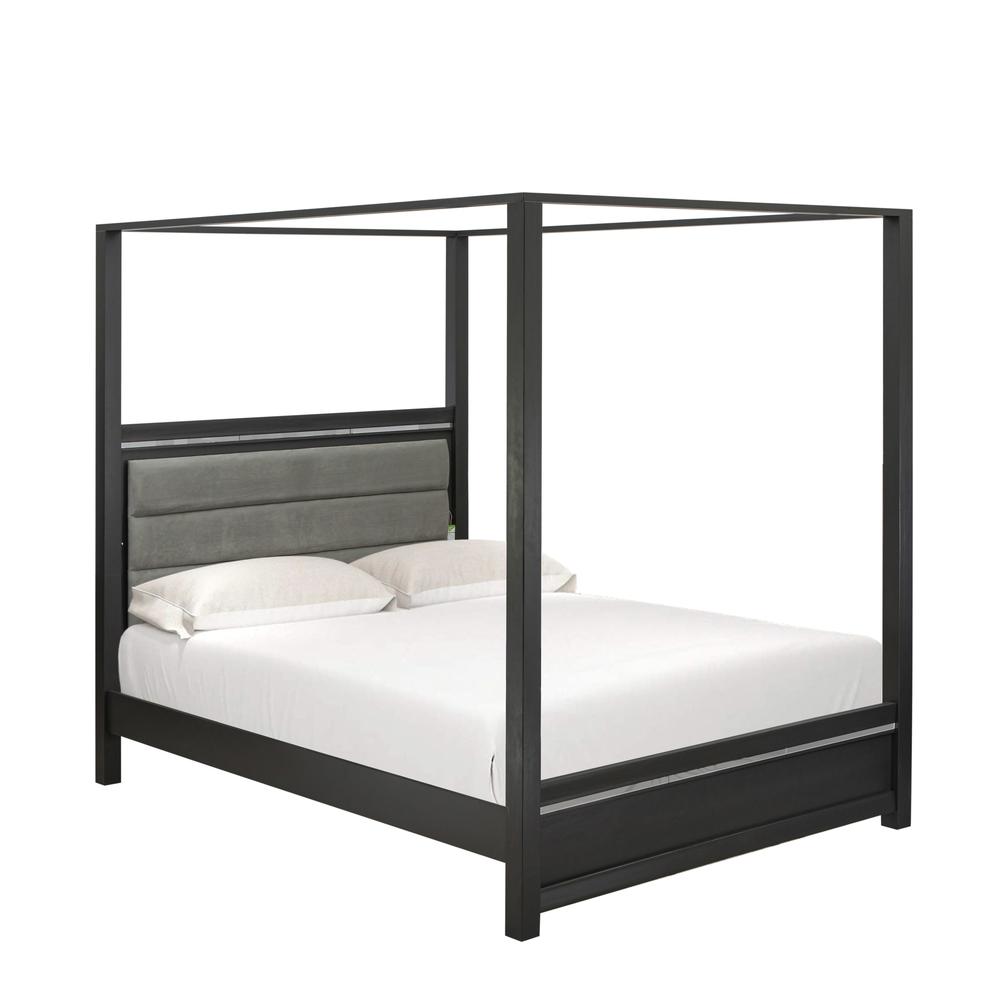 2-Piece Denali Modern Bedroom Set - A Queen Bed Frame And 1 Bedroom Nightstand - Brushed Gray Finish By East West Furniture | Bedroom Sets | Modishstore - 2