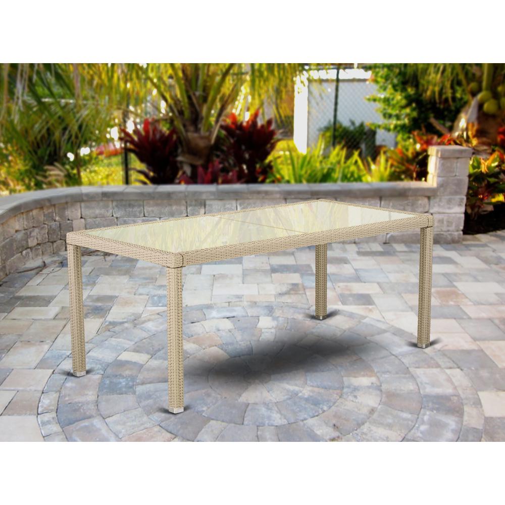 Wicker Patio Table Cream HLUTG53V By East West Furniture | Outdoor Tables | Modishstore - 2