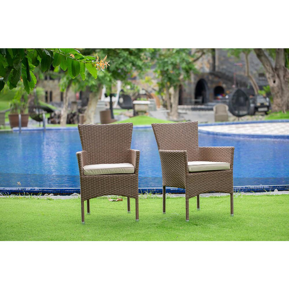 Wicker Patio Chair Brown BKLC102A By East West Furniture | Outdoor Chairs | Modishstore - 2