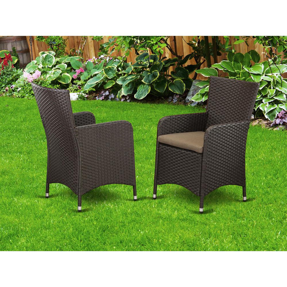 Wicker Patio Chair Dark Brown HLUC163S By East West Furniture | Outdoor Chairs | Modishstore - 2