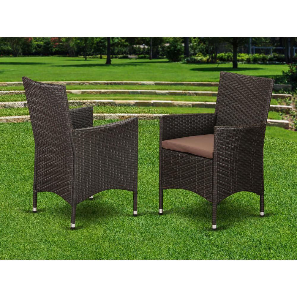Wicker Patio Chair Dark Brown HVLC163S By East West Furniture | Outdoor Chairs | Modishstore - 2