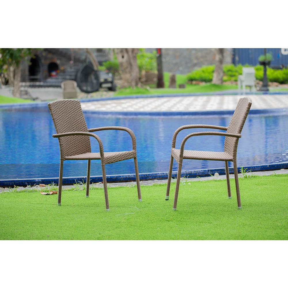 Wicker Patio Chair Brown JULC102A By East West Furniture | Outdoor Chairs | Modishstore - 2