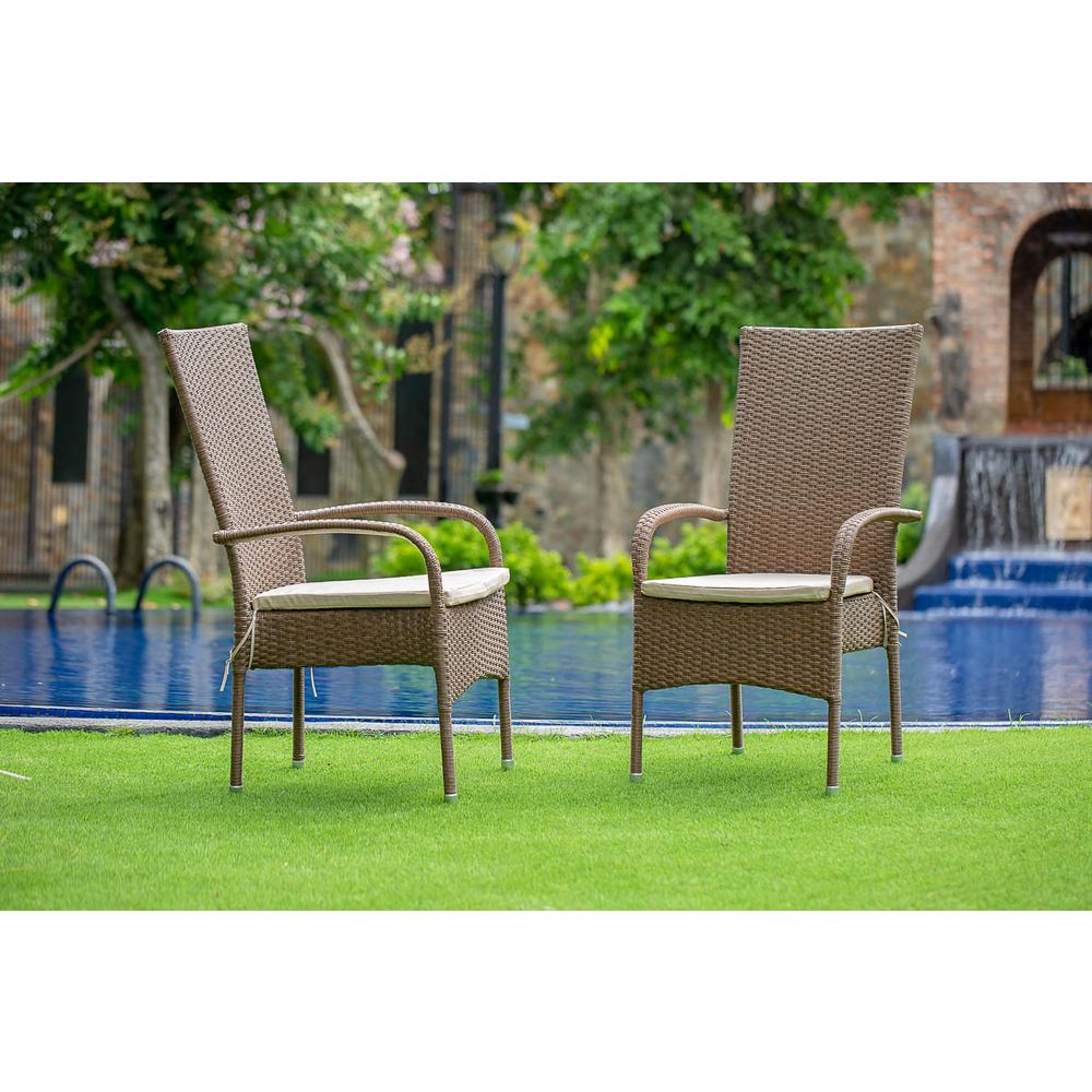Wicker Patio Chair Brown OSLC102A By East West Furniture | Outdoor Chairs | Modishstore - 2