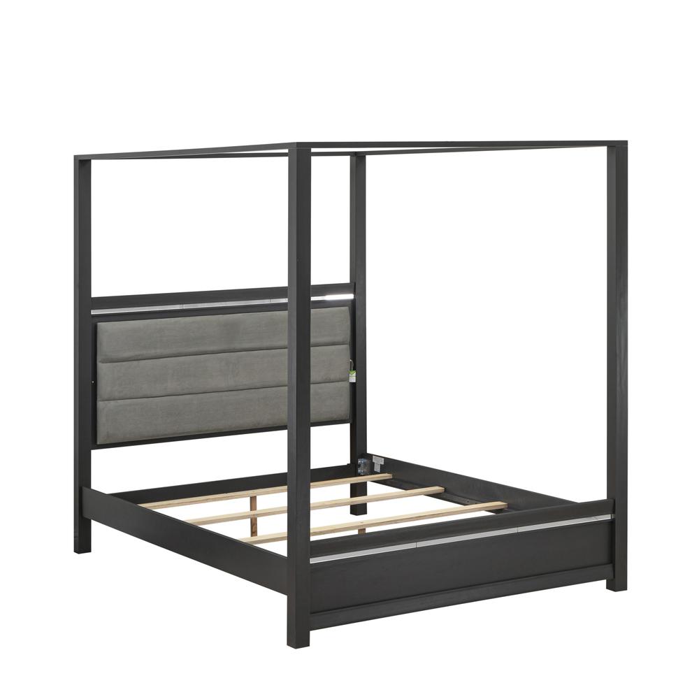 3-Piece Denali Modern Bedroom Set - A Bed Frame And 2 Bedroom Nightstands - Brushed Gray Finish By East West Furniture | Bedroom Sets | Modishstore - 3