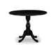 Round Wood Table Wire Brushed Black Color Table Top Surface And Asian Wood Drops Leave Kitchen Table By East West Furniture | Dining Tables | Modishstore