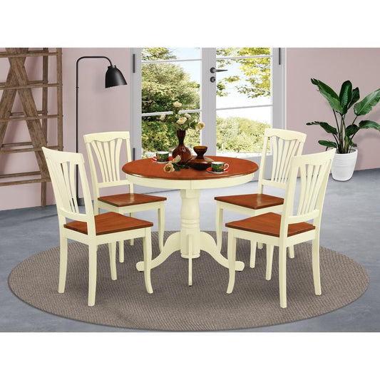 5 Pc Small Kitchen Table Set-Round Kitchen Table And 4 Chairs For Dining Room By East West Furniture | Dining Sets | Modishstore