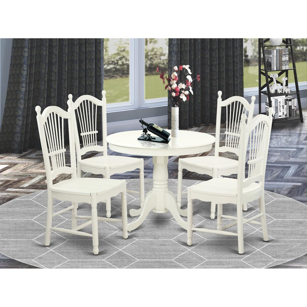 5 Pc set with a Round Small Table and 4 Wood Dinette Chairss By East West Furniture | Dining Sets | Modishstore - 2
