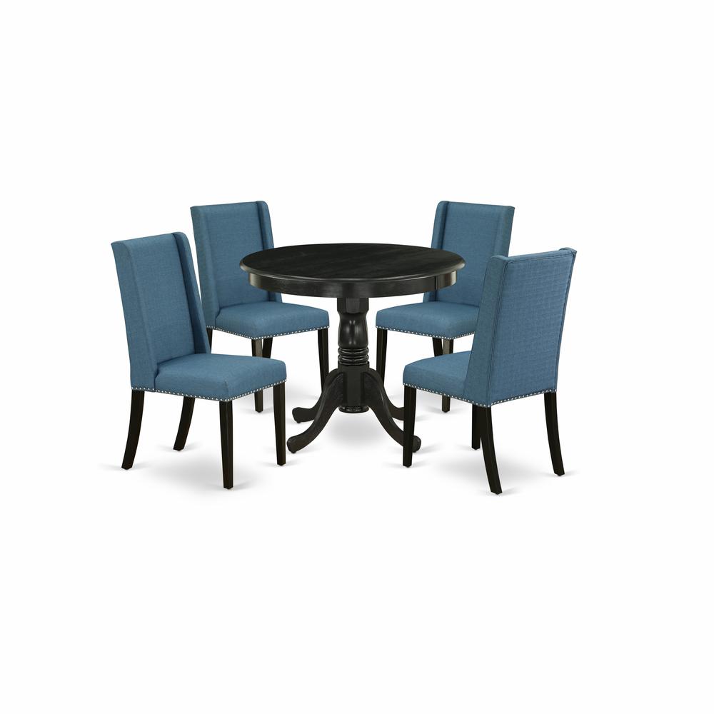 Dining Room Set Wirebrushed Black ANFL5 - ABK - 21 By East West Furniture | Dining Sets | Modishstore - 2