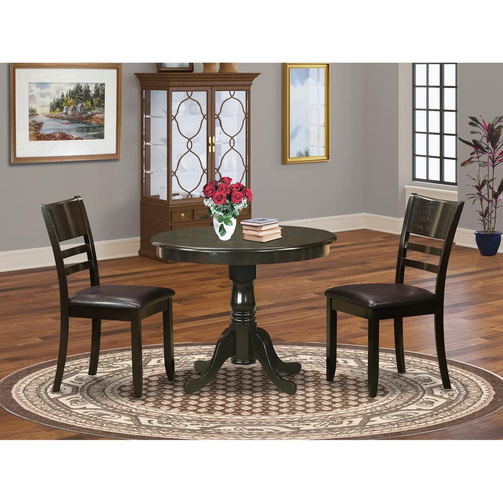3 Pc Kitchen Table Set-Round Kitchen Table And 2 Dining Chairs By East West Furniture - Anly3-Cap-Lc | Dining Sets | Modishstore