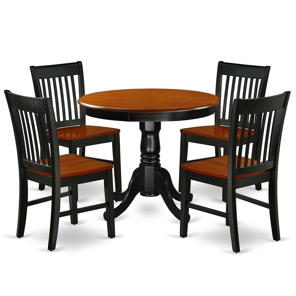 Dining Room Set Black & Cherry ANNO5-BCH-W By East West Furniture | Dining Sets | Modishstore - 2