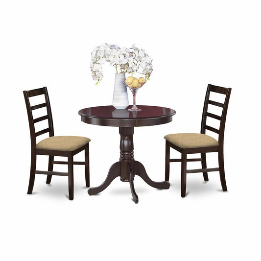 3 Pc Small Kitchen Table And Chairs Set-Round Kitchen Table And 2 Kitchen Chairs By East West Furniture | Dining Sets | Modishstore