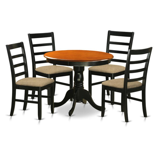 Dining Furniture Set - 5 Pcs With 4 Linen Chairs In Black By East West Furniture | Dining Sets | Modishstore