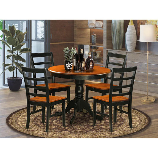 Dining Furniture Set - 5 Pcs With 4 Wooden Chairs In Black By East West Furniture | Dining Sets | Modishstore