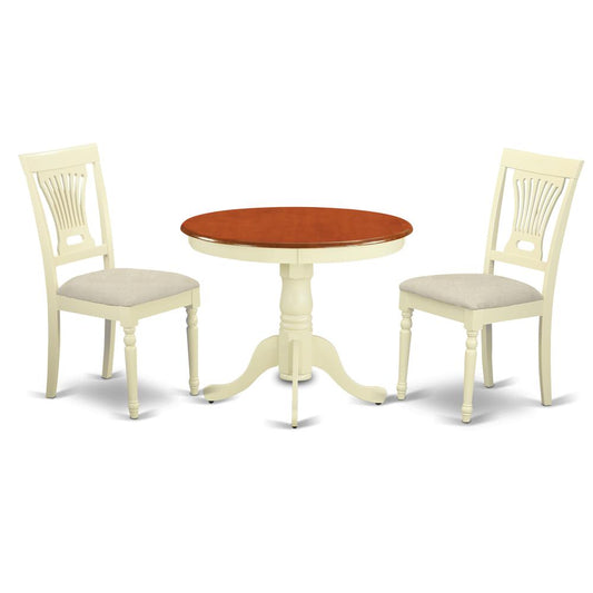 3 Pc Kitchen Nook Dining Set-Round Table Plus 2 Chairs For Dining Room By East West Furniture | Dining Sets | Modishstore