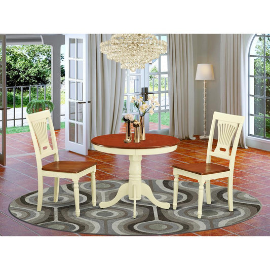 3 Pc Kitchen Nook Dining Set-Round Table Plus 2 Dining Chairs By East West Furniture | Dining Sets | Modishstore