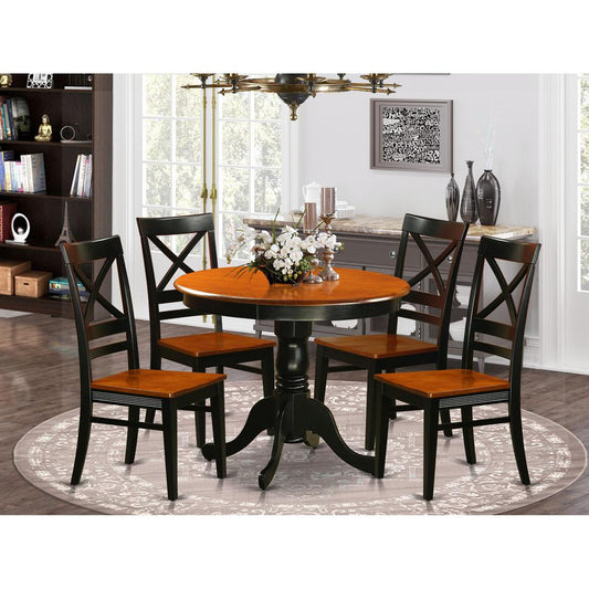 Dining Set - 5 Pcs With 4 Wood Chairs By East West Furniture - Anqu5-Blk-W | Dining Sets | Modishstore