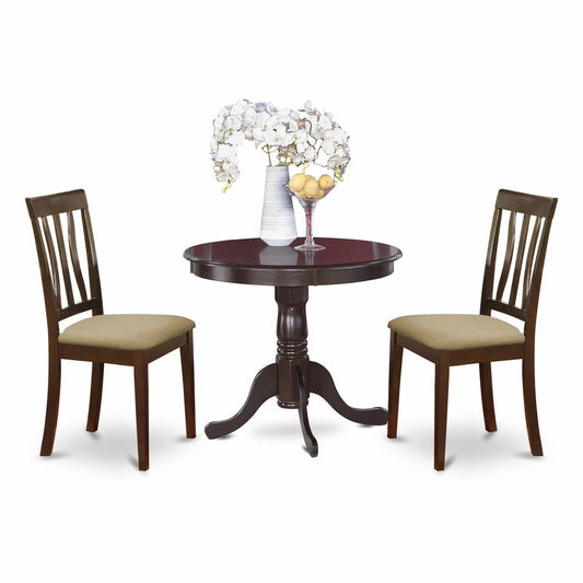 3 Pc Small Kitchen Table And Chairs Set-Round Table Plus 2 Kitchen Dining Chairs By East West Furniture | Dining Sets | Modishstore