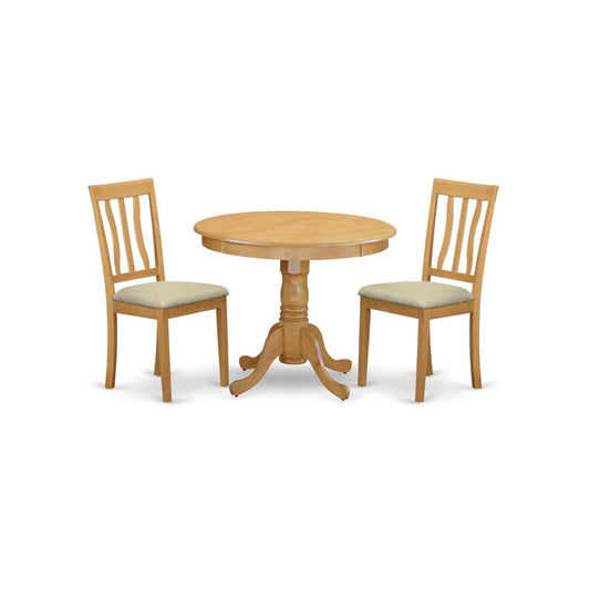 3 Pc Kitchen Table Set-Small Kitchen Table Plus 2 Dining Chairs By East West Furniture - Anti3-Oak-C | Dining Sets | Modishstore