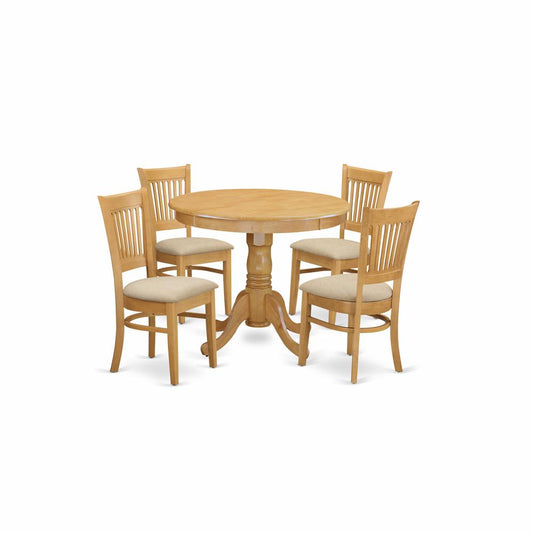 5 Pc Dining Room Set - Dining Table And 4 Dining Chairs By East West Furniture - Anva5-Oak-C | Dining Sets | Modishstore