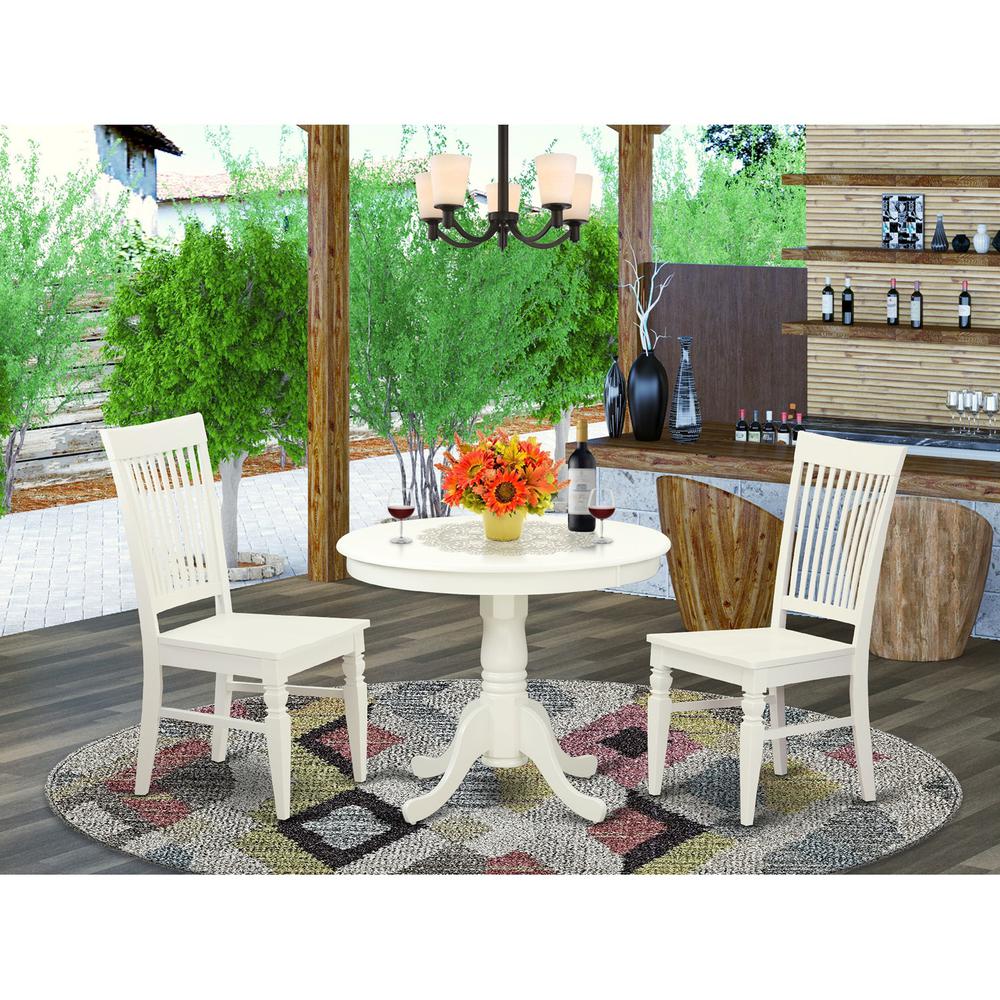 3 Pc set with a Table and 2 Wood Dinette Chairs in Linen White By East West Furniture | Dining Sets | Modishstore - 2