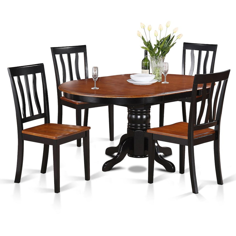 5 Pc Dining Room Set-Oval Dining With Leaf And 4 Dining Chairs By East West Furniture | Dining Sets | Modishstore